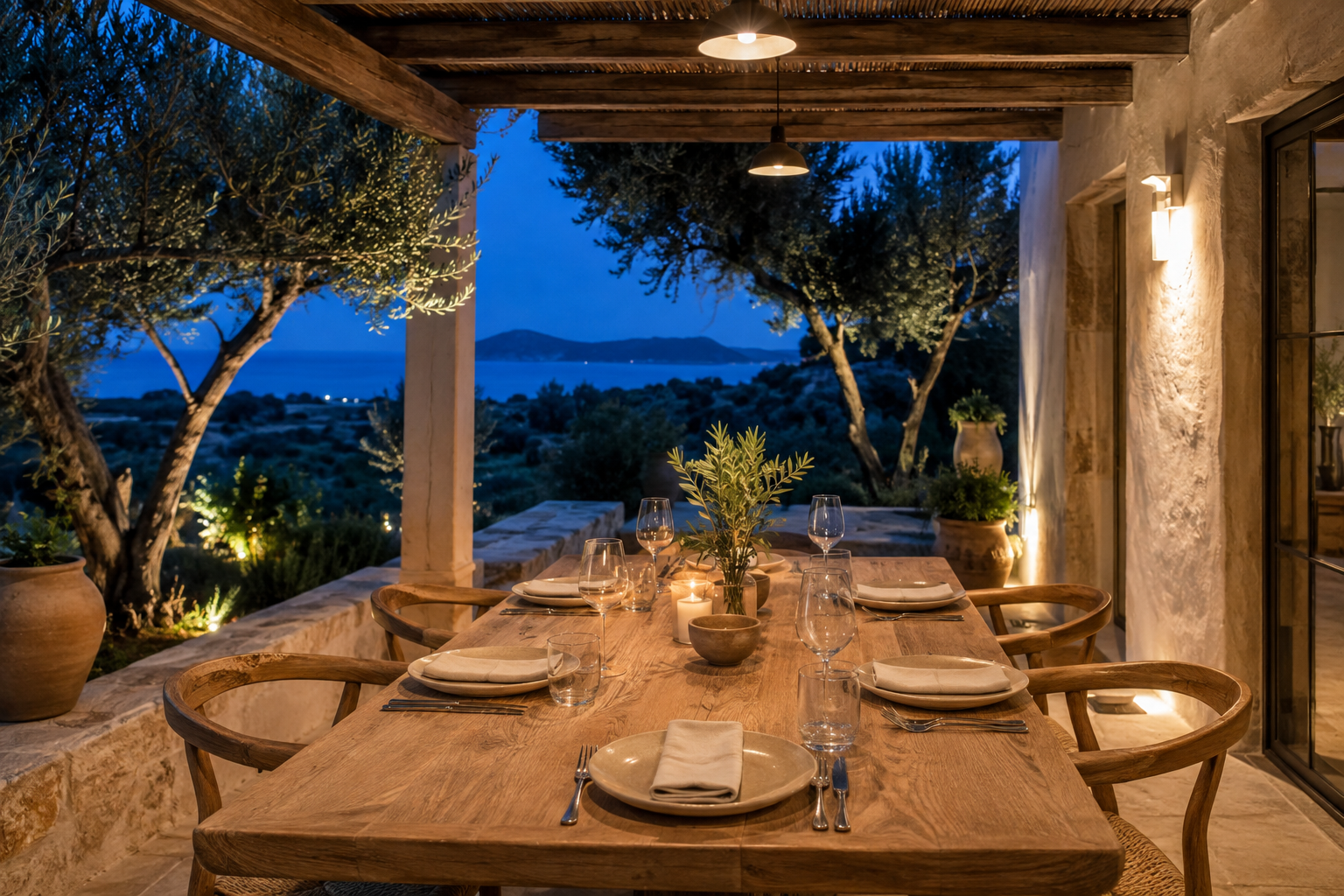 Terrace at dusk